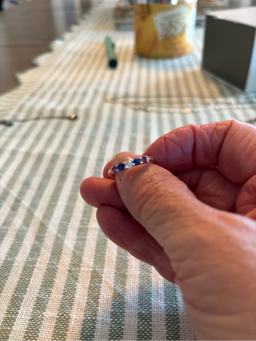 14kt gold band ring Blue Gemstones - Women's Jewelry